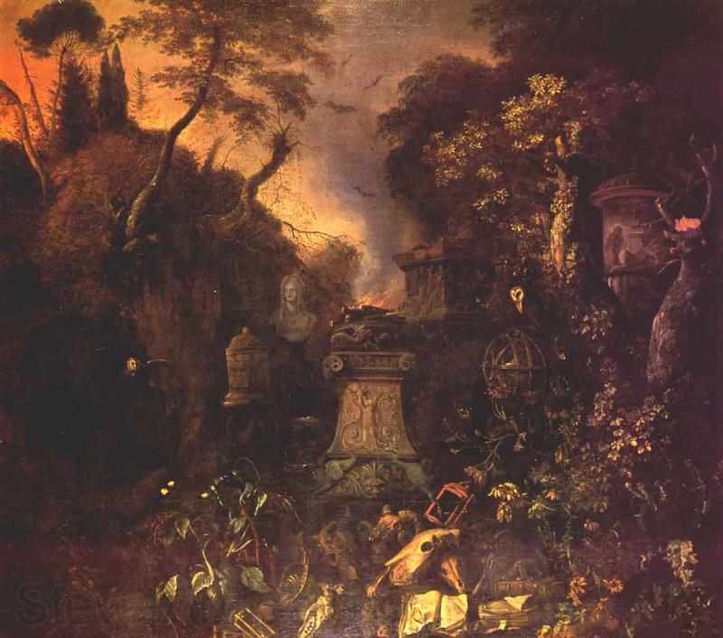 WITHOOS, Mathias Landscape with a Graveyard by Night